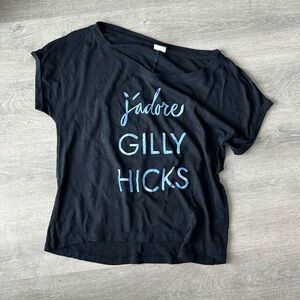 Gilly Hicks Black Tee with Blue Graphic